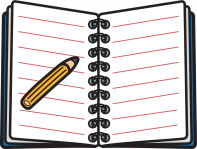 open notepad with pencil illustration